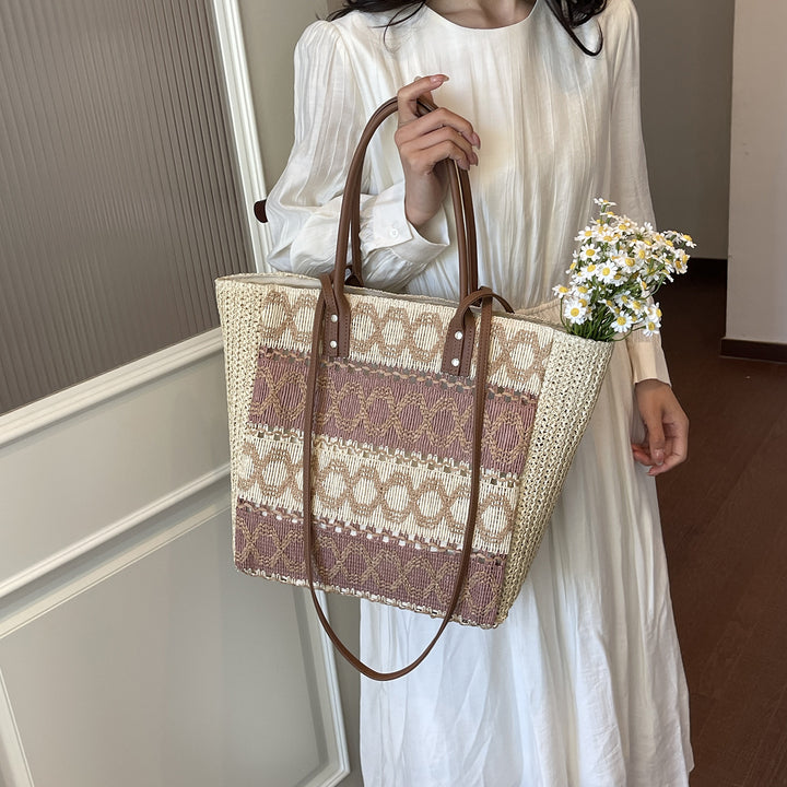 Woven Straw Market Tote Bag