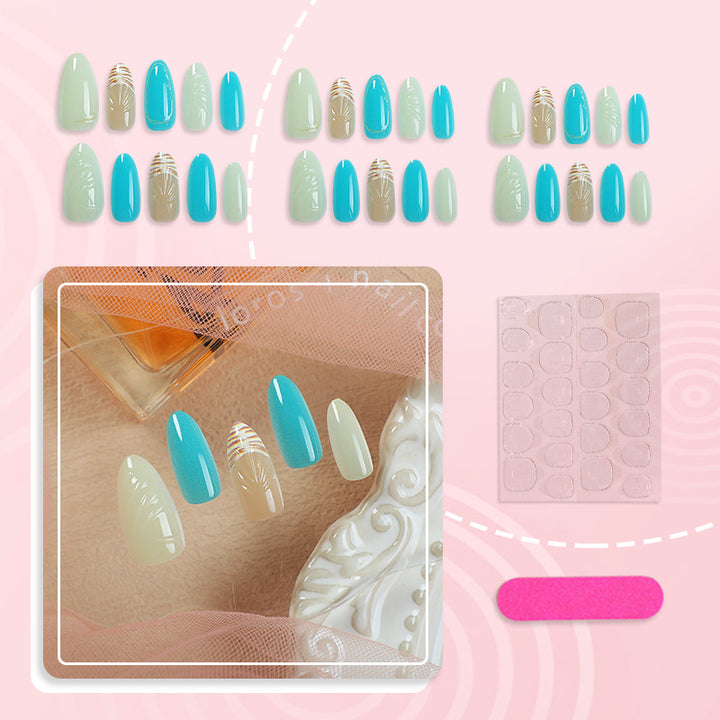 Vibrant Ocean-Inspired Press-On Nail Art Set