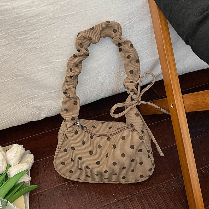 Polka Dot Textured Shoulder Bag