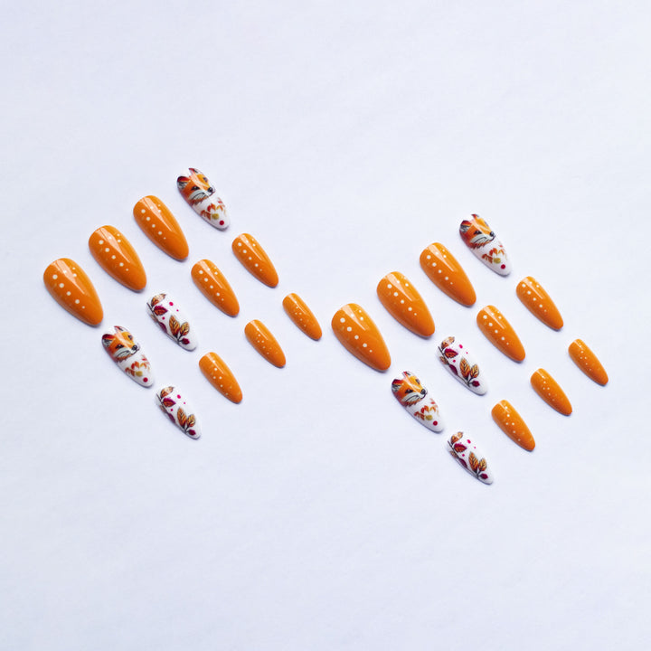 Artistic Fox-Themed Nail Art