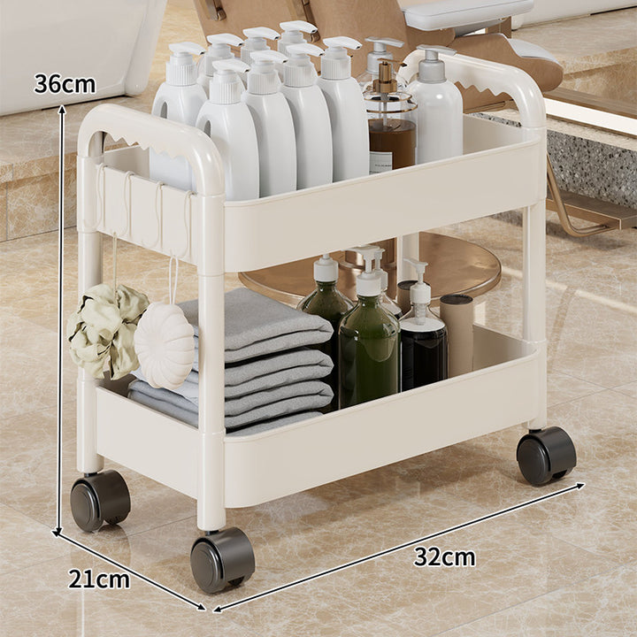 Three-Tier Rolling Mobile Storage Cart with Wheels and Removable Accessory Cups