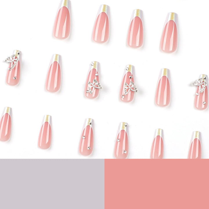 Artistic Gel Nails with Rhinestone Decorations Kalsten