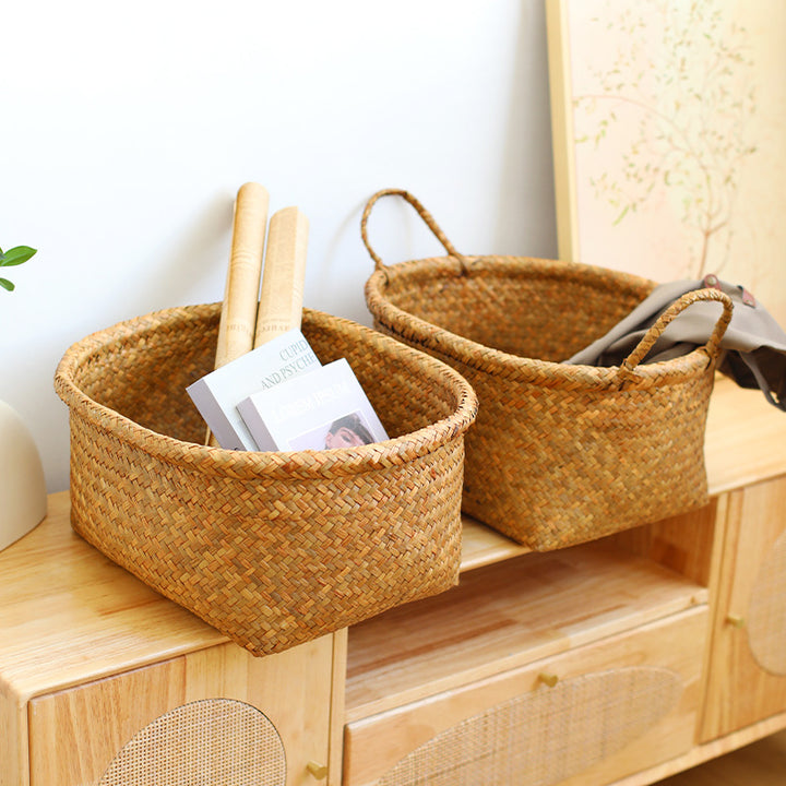 Unisex Natural Fiber Storage Basket with Wide Rim Kalsten