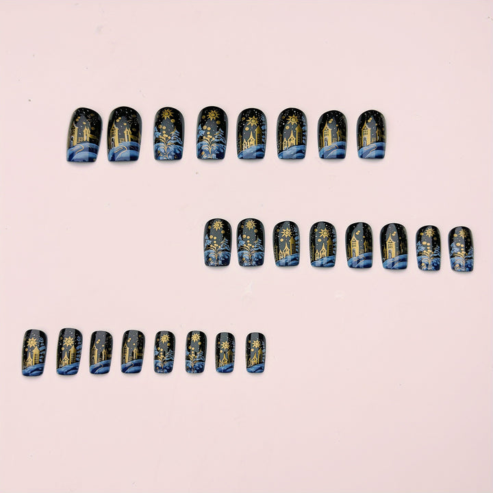 Artificial nails with festive winter landscape design Kalsten