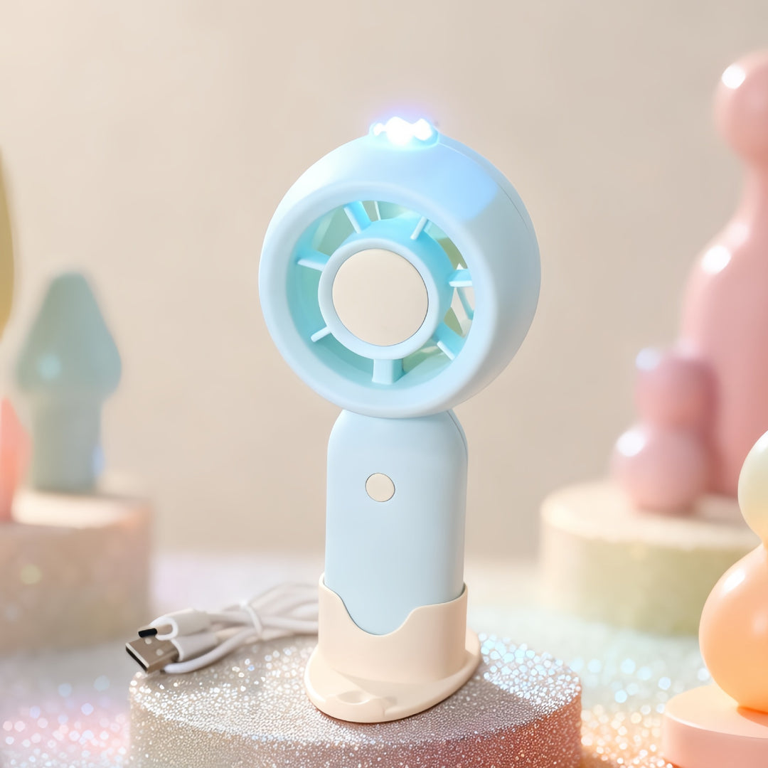 Ladies portable battery-operated fan with LED lighting Kalsten