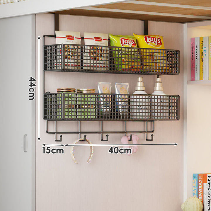 Wall-Mounted Grid Mesh Stacked Tiered Pantry and Bathroom Storage Baskets