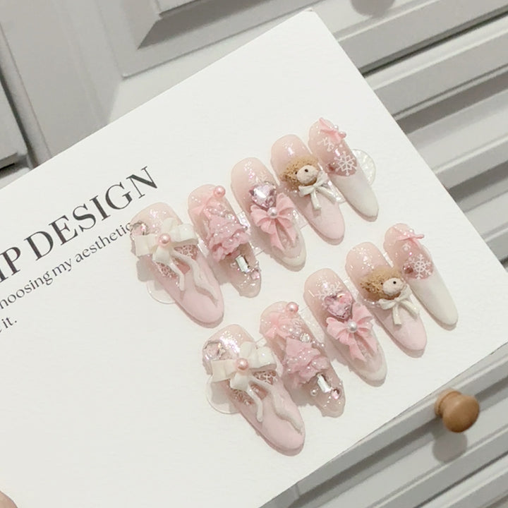 Whimsical Decorative 3D Press-On Nail Set