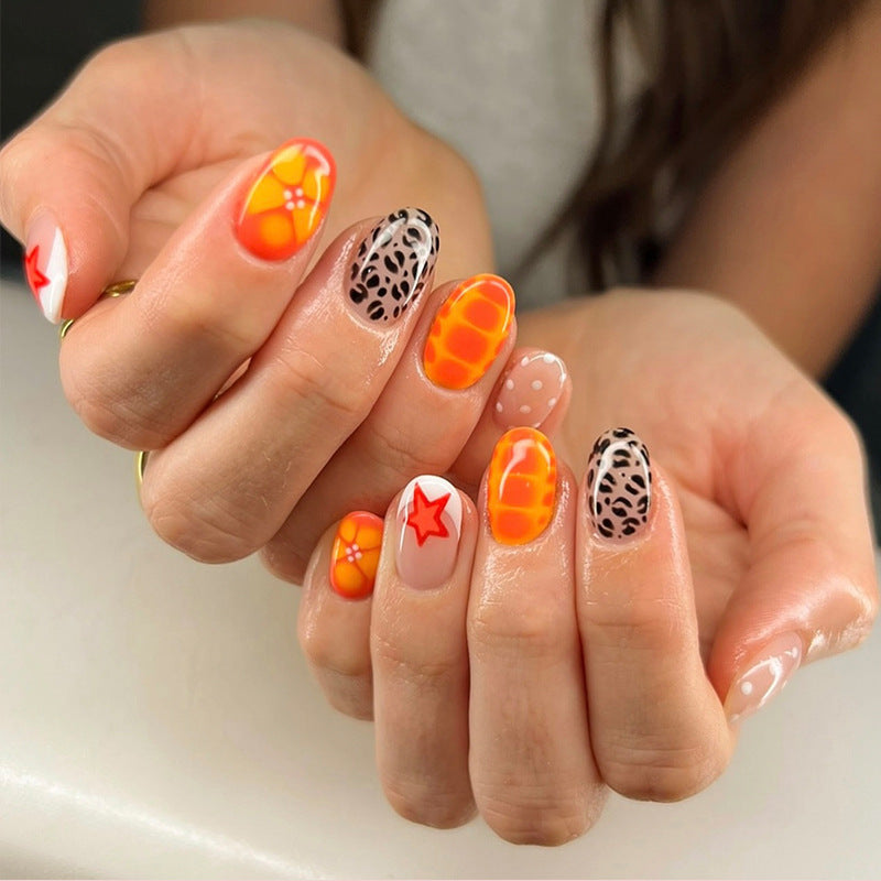 Acrylic nail set with trendy animal and color patterns Kalsten