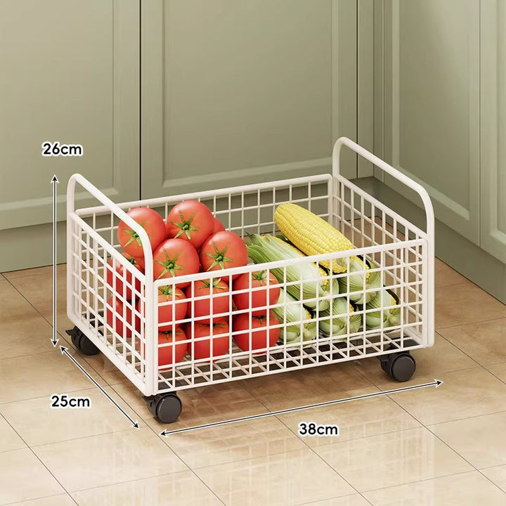 Modular Ventilated Mesh Pantry Trolley with Divided Shelves and Smooth Locking Casters