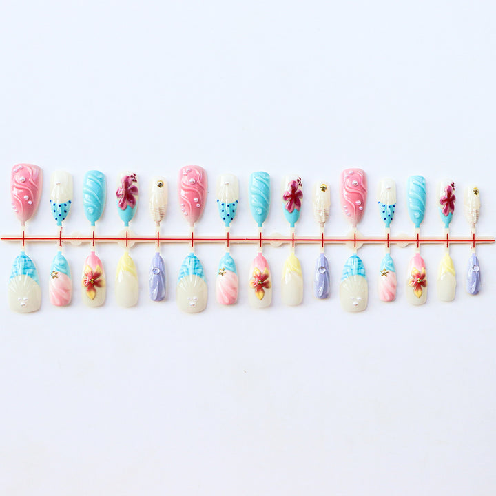 Coastal-Inspired Decorative Press-On Nails