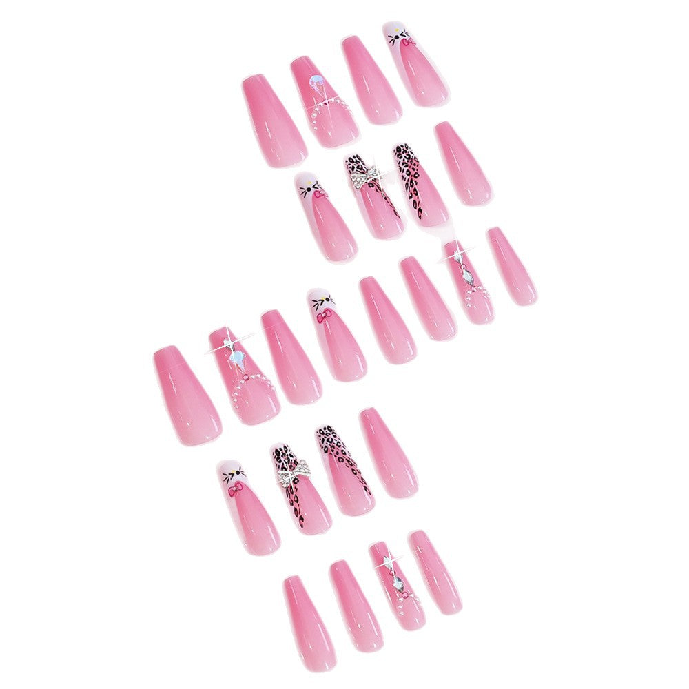 Elegant Full Cover Press-On Nail Tips with Decorative Elements