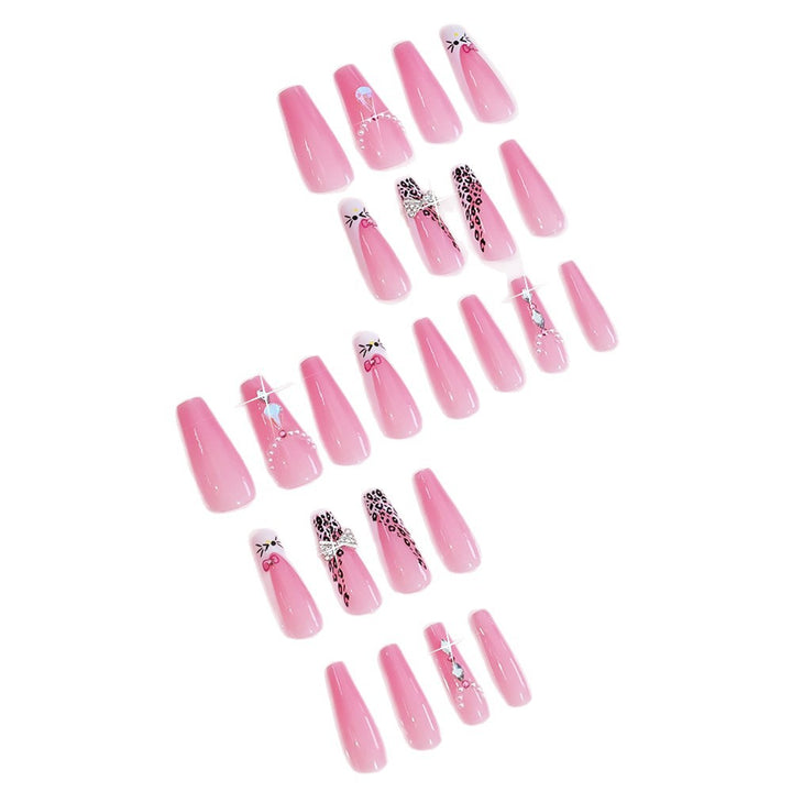 Elegant Full Cover Press-On Nail Tips with Decorative Elements