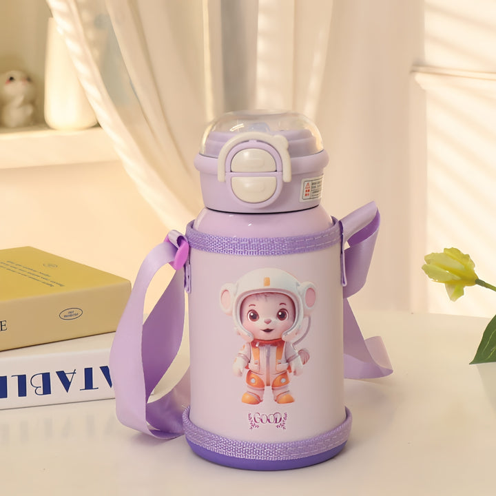 Women's insulated drinking bottle with cute animal design and practical carrying strap Kalsten