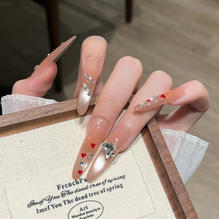 Glamorous Crystal-Embellished Press-On Nails Kalsten