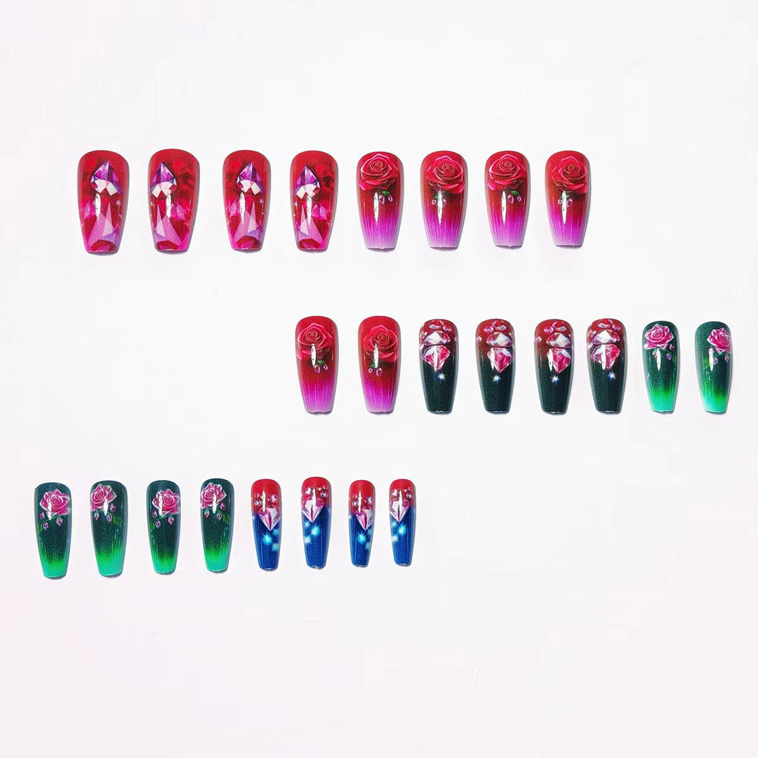 Artificial nails with floral and glittering accents Kalsten