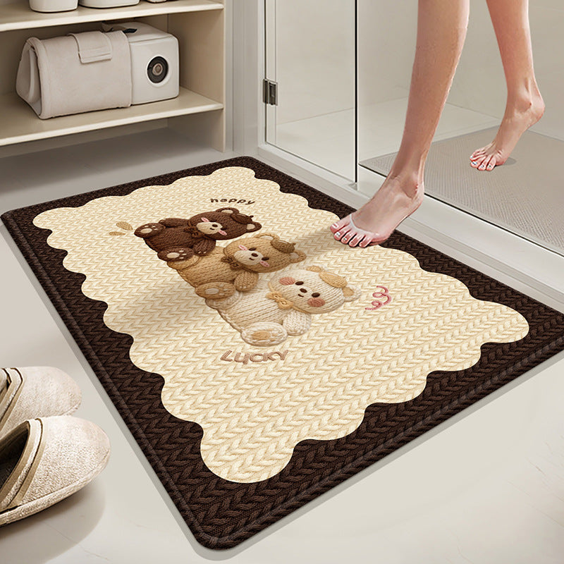 Absorbent Non-Slip Bath Mat with Winter Theme