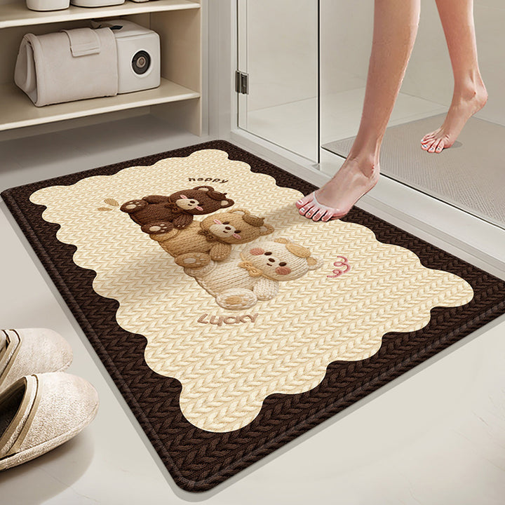 Absorbent Non-Slip Bath Mat with Winter Theme