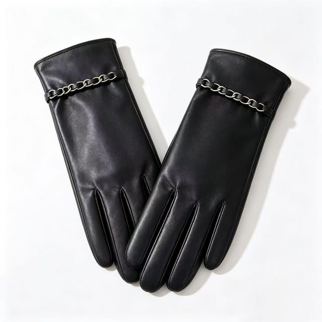 Elegant Leather Gloves with Chain Detail Kalsten