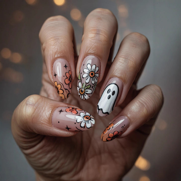 Artistic Floral Press-On Nail Art