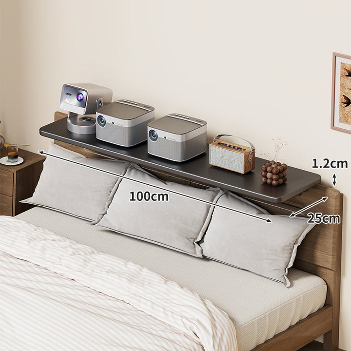Wall-Mounted Slim Floating Headboard Shelf with Rounded Corners and Concealed Brackets