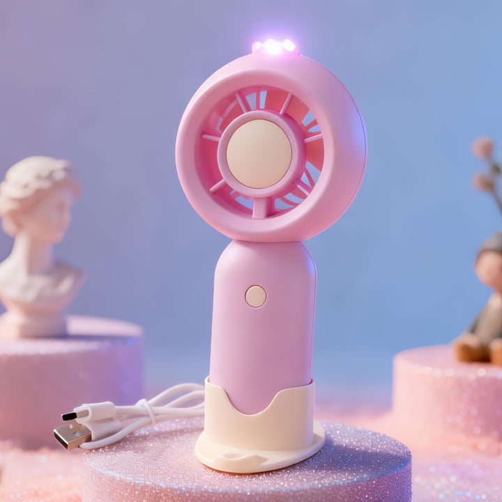 Ladies portable battery-operated fan with LED lighting Kalsten