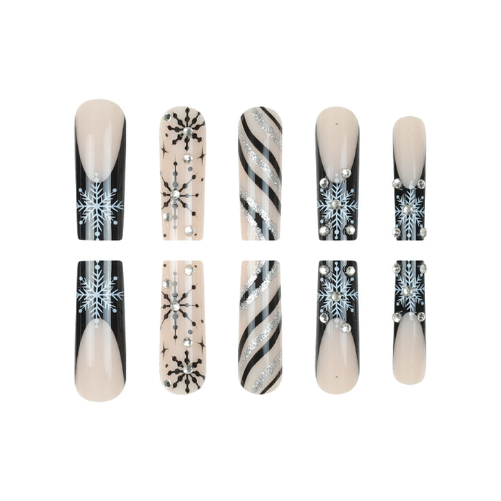 Decorative Press-On Nail Art Set with Snowflake and Glitter Accents Kalsten
