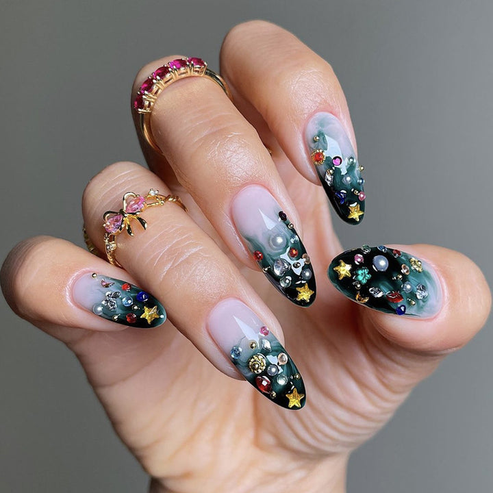 Artistic Press-On Nail Collection with Decorative Elements kalsten