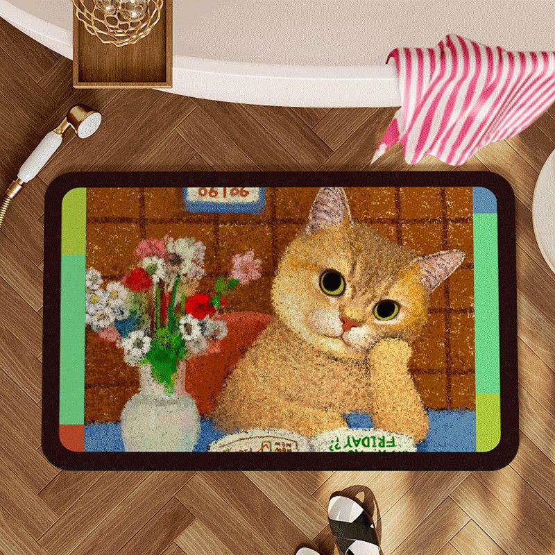 Decorative Cat-Themed Area Mat Kalsten