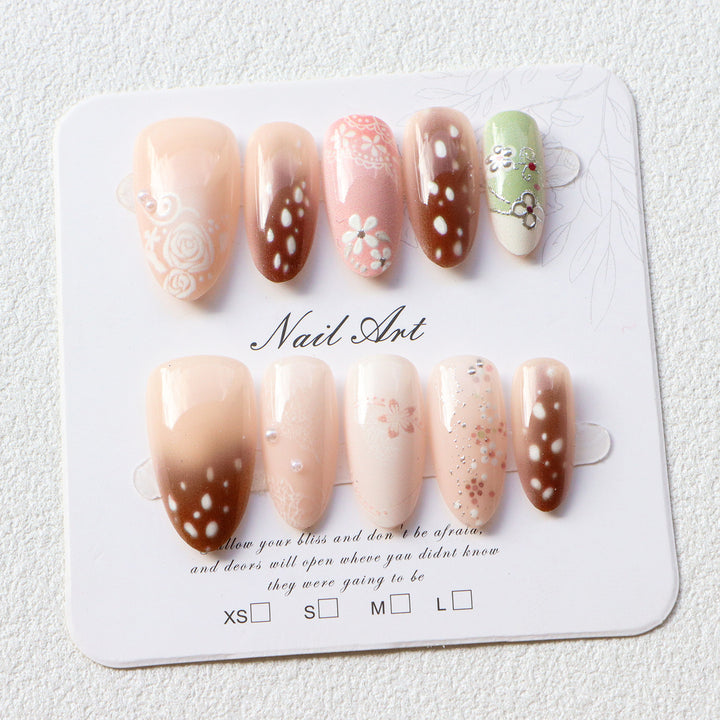 Floral Embellished Press-On Nail Set  1791724359