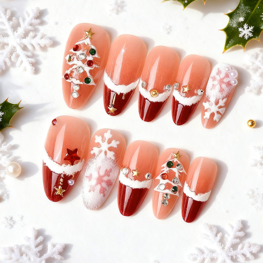 Festive Christmas-Themed Press-On Nail Art Set Kalsten 1790636425