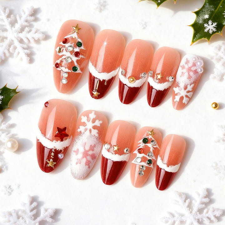 Festive Christmas-Themed Press-On Nail Art Set Kalsten 1790636425
