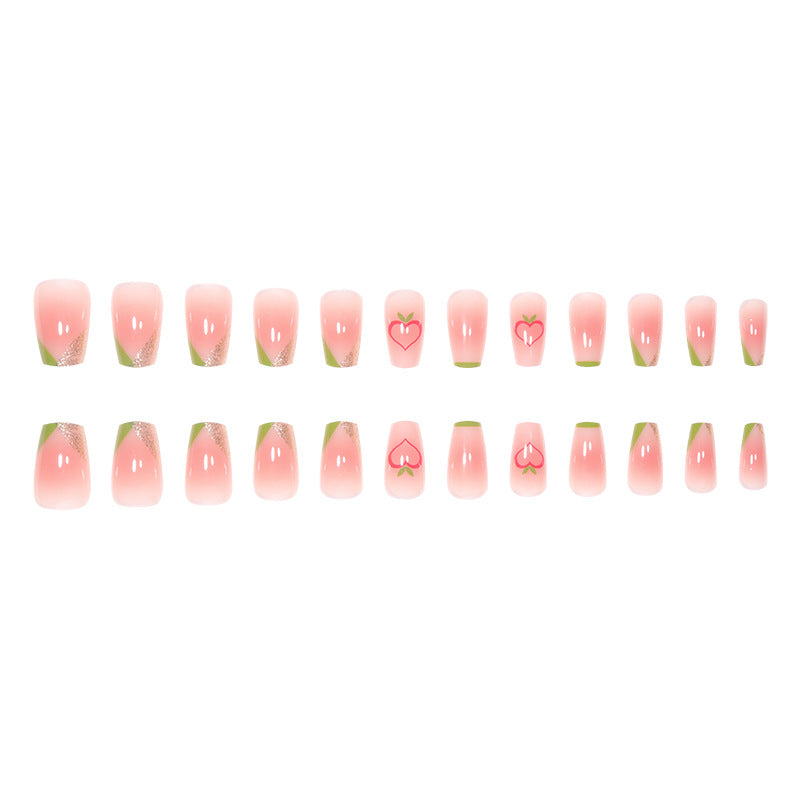 Decorative Long Acrylic Press-On Nails with Heart Design Kalsten