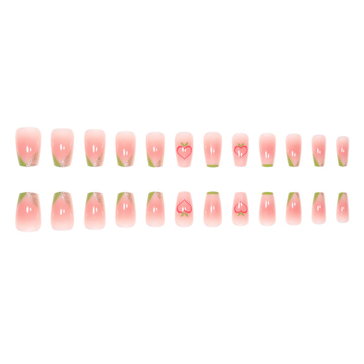Decorative Long Acrylic Press-On Nails with Heart Design Kalsten