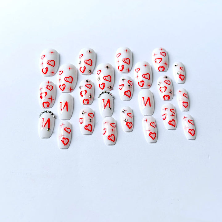 Artistic Heart and Gem Nail Art Set