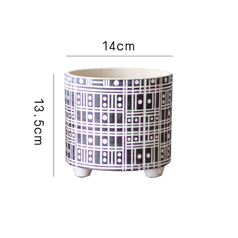 Decorative plant pot with geometric pattern Kalsten