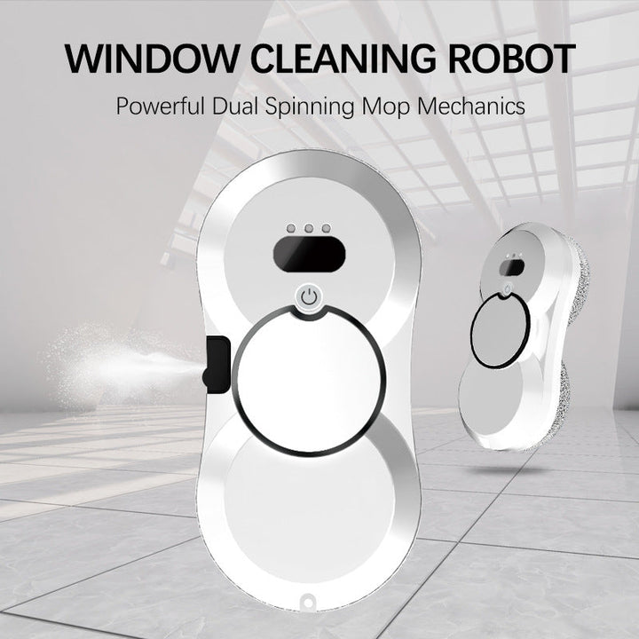 robotic window cleaner with dual spinning microfiber mops and spray function Kalsten