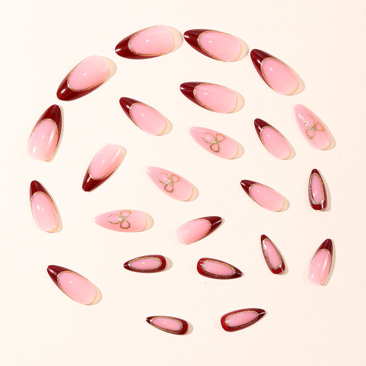Elegant Stiletto Nail Art Extensions with Gold Accents Kalsten 1789713348