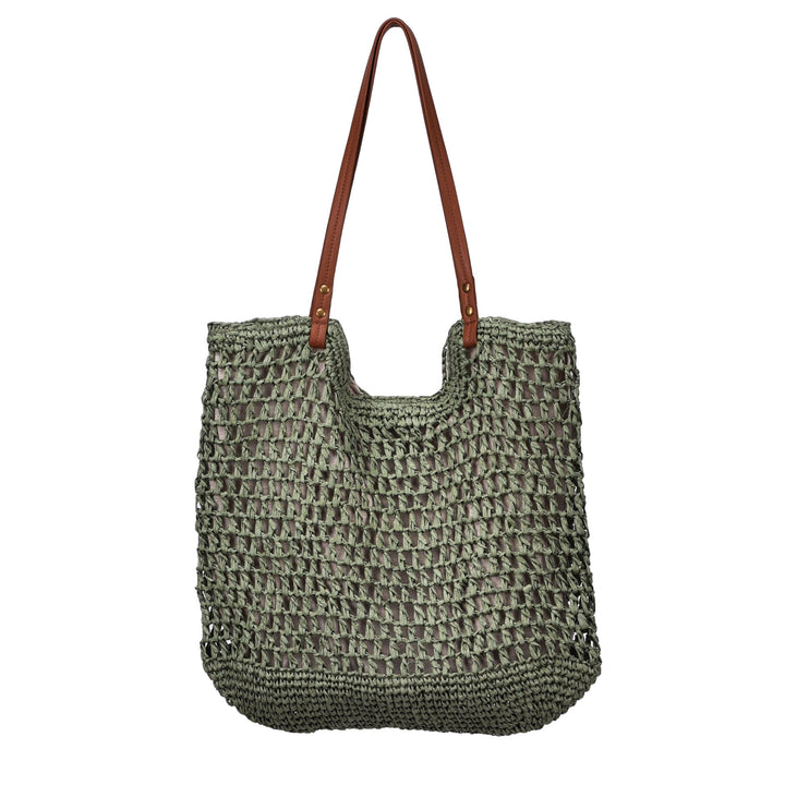Handwoven cotton bag with leather handles Kalsten