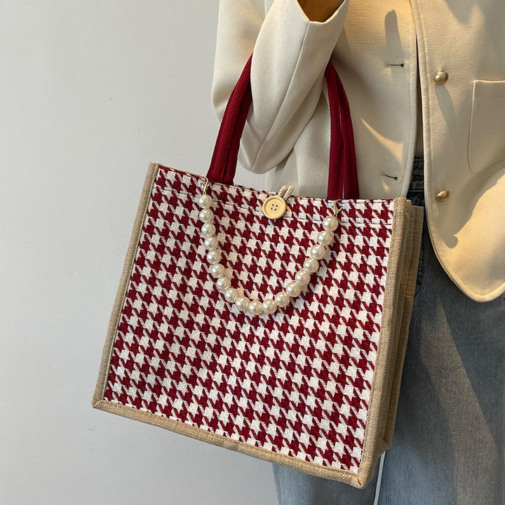 Houndstooth Patterned Tote Bag