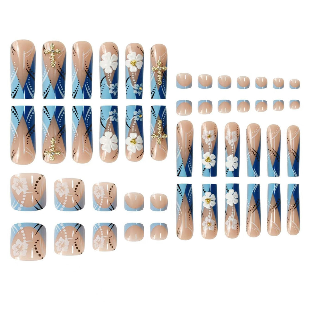 Floral Design Long Press-On Nails Kalsten