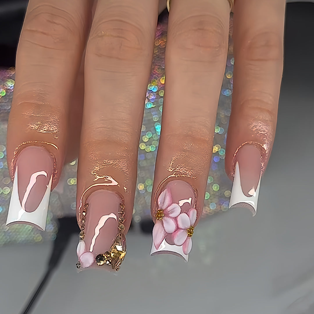 Floral Artistic Acrylic Nail Set Kalsten