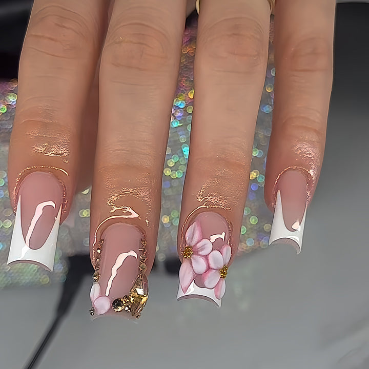Floral Artistic Acrylic Nail Set Kalsten