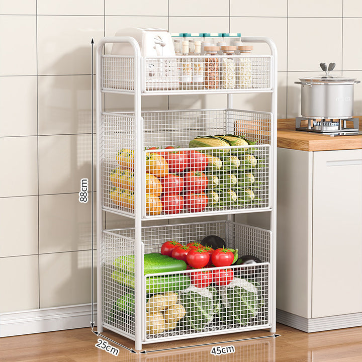 Rolling Kitchen Storage Cart with Mesh Baskets Kalsten