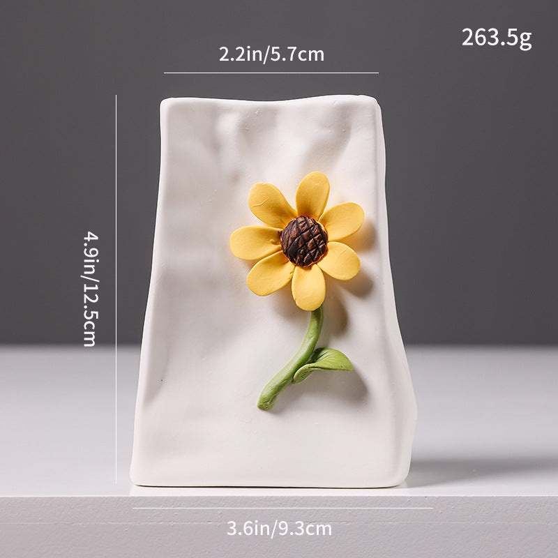 Decorative Floral Relief Ceramic Vase Kalsten