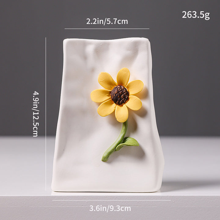 Decorative Floral Relief Ceramic Vase Kalsten