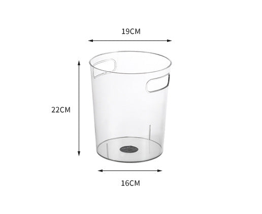 Slim acrylic trash can with integrated grip grooves and non-slip bottom