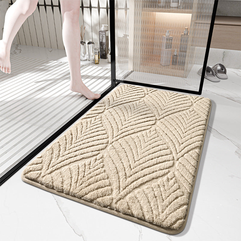 Plush Abstract Leaf Design Bath Mat Kalsten