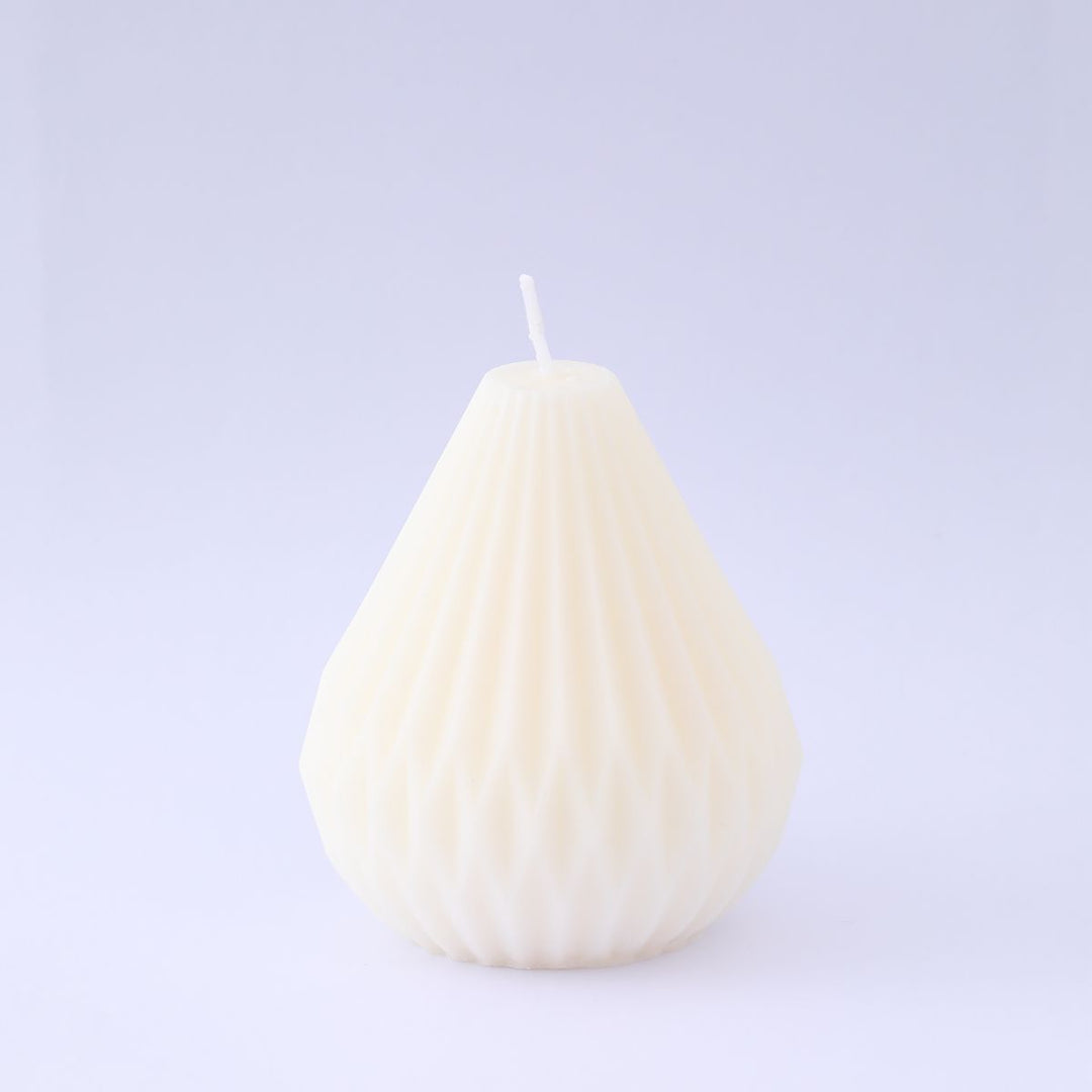 Sculptural Faceted Pear-Shaped Decorative Pillar Candle