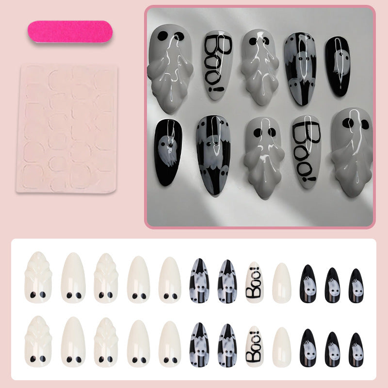 Nail art set with creative ghost designs Kalsten