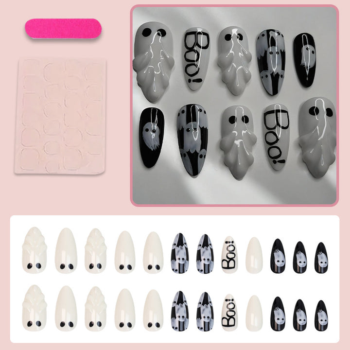 Nail art set with creative ghost designs Kalsten
